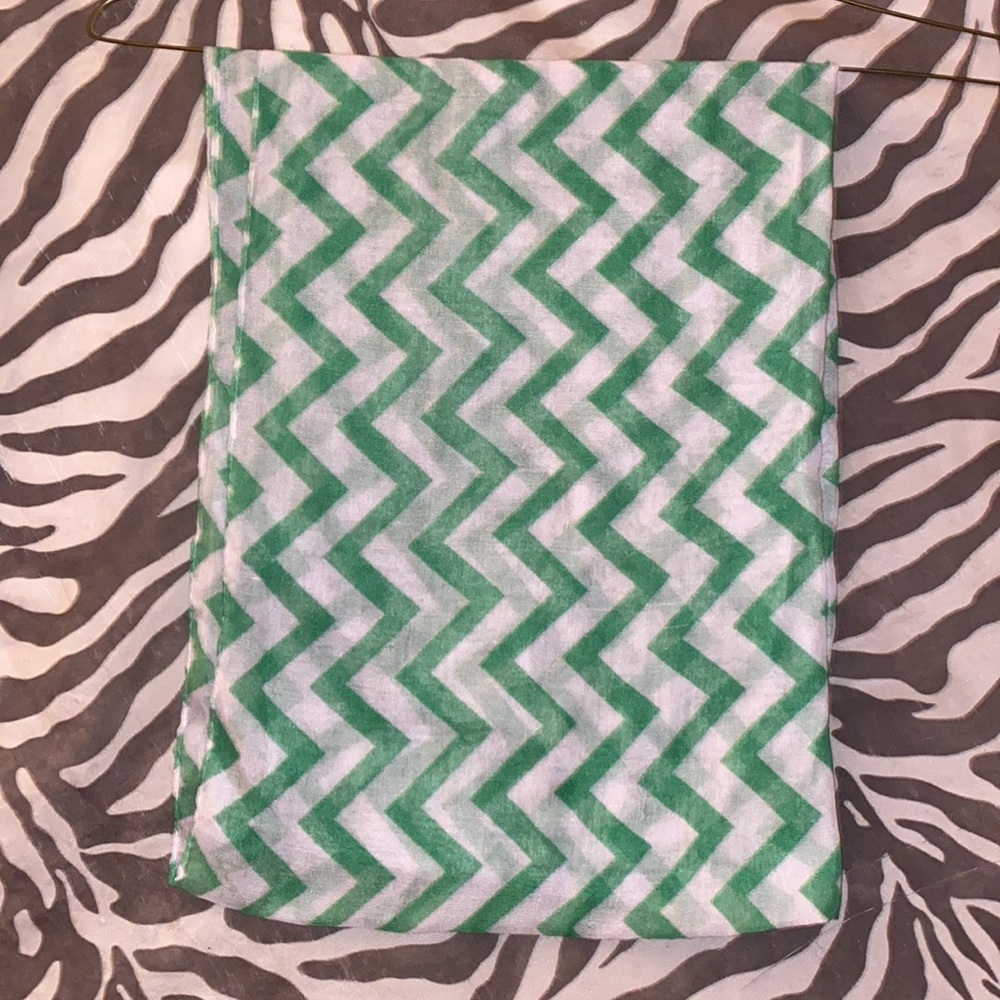 Green and White Chevron Infinity Scarf